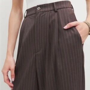 Reformation Mason Pants in chocolate stripe